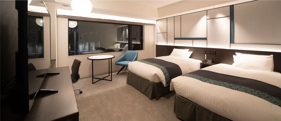 Hotel Vischio Osaka Deluxe Twin，分離式浴室適合帶父母比較房型