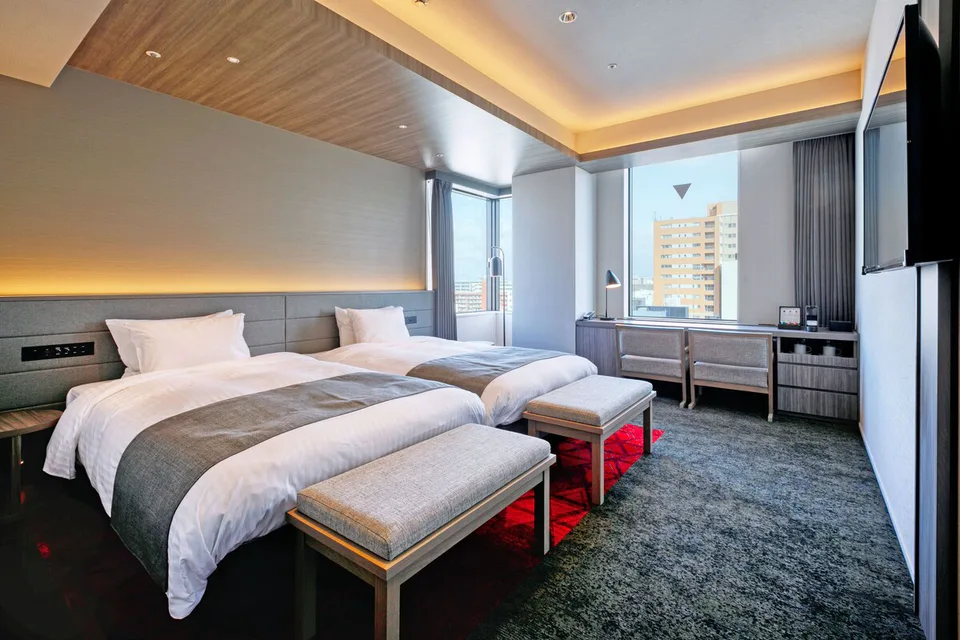 Hotel JAL City Fukuoka Tenjin 넓은 트윈 객실과 후쿠오카 장기숙박 개인 공간