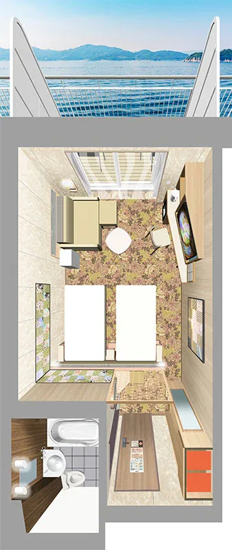 MOL Sunflower Osaka to Beppu ferry suite cabin detail