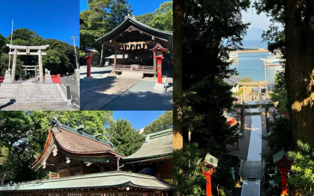 Les sanctuaires de Nakatsu et Okitsu, situés sur la route du patrimoine mondial de Munakata Ōshima, sont des sites de pèlerinage à distance, l'île d'Oki elle-même n'étant pas accessible aux touristes ordinaires.
