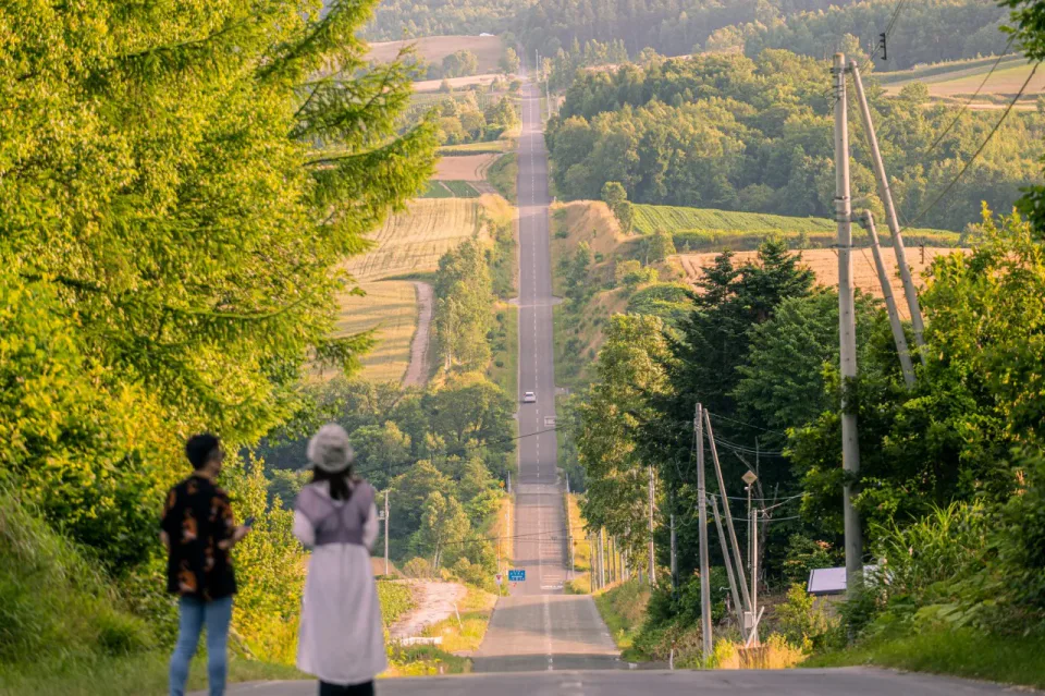 Jet Coaster Road stretching across the hills of Kamifurano for a private car itinerary