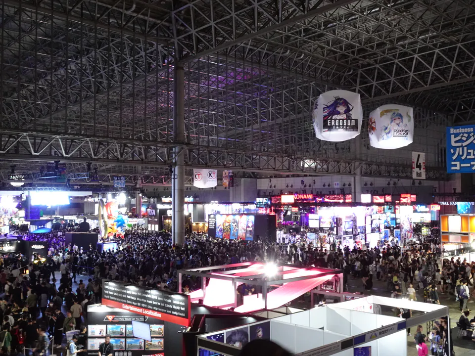 Tokyo Game Show 2023 Hall 4 at Makuhari Messe, showing the scale of a public-day exhibition hall in a previous edition
