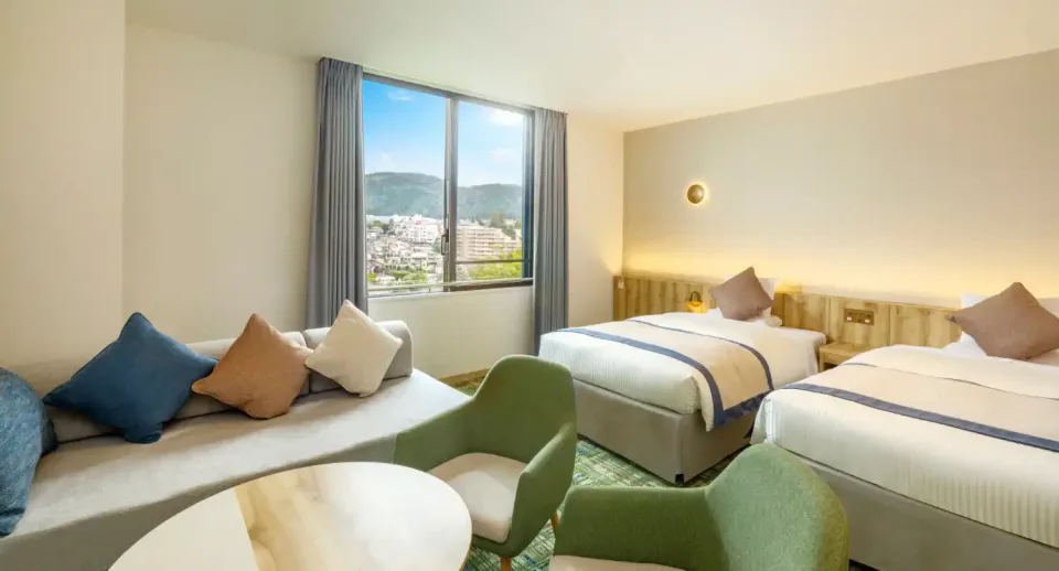 KAMENOI HOTEL OME family room overlooking the Tama River and Okutama mountains