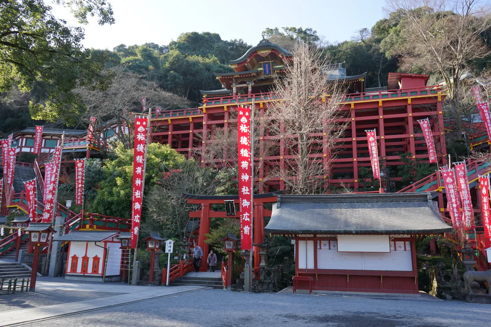 Yutoku Inari Shrine main hall in Saga on the southern no-car corridor