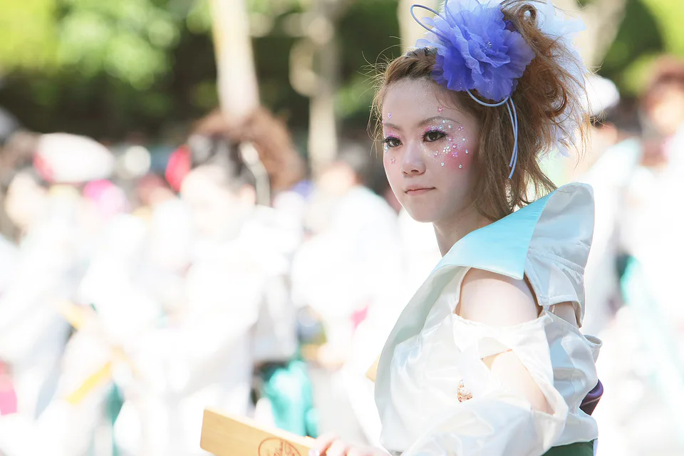 Kochi Yosakoi dancers performing in the city during the festival