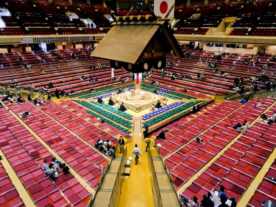 Disposition des zones masu au premier étage du Ryogoku Kokugikan