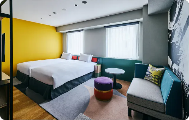 CROSS Suites Tokyo Asakusa standard room with twin beds