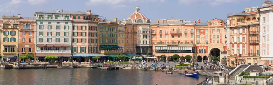 Tokyo DisneySea Hotel MiraCosta exterior seen from Tokyo DisneySea during the day