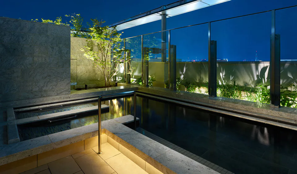 Vue réelle du grand bain de Mitsui Garden Fukuoka Gion, il est important de confirmer si vous utiliserez réellement cette installation lors de votre séjour avec vos parents à Fukuoka.