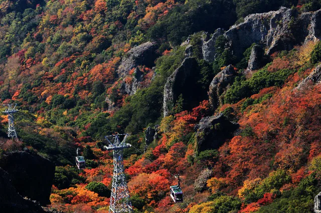 Kankakei autumn mountain landscape for planning Shodoshima port access