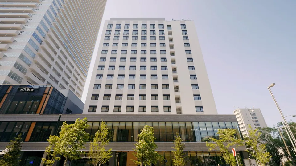 Hotel Emion Sapporo exterior for comparing Sapporo Station access, room size and guest public-bath value
