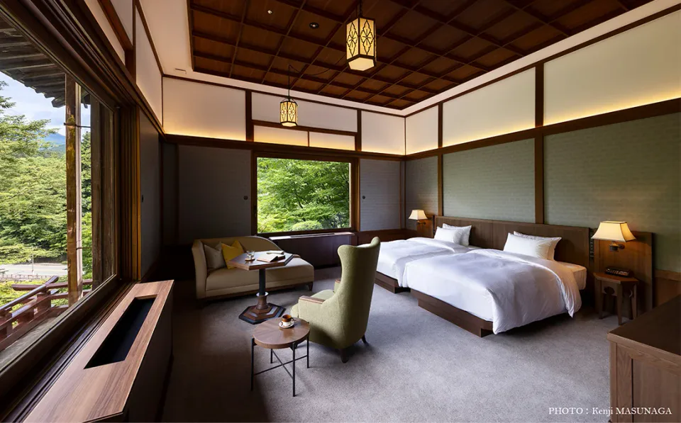 Nikko Kanaya Hotel Annex Corner guest room with historic interior