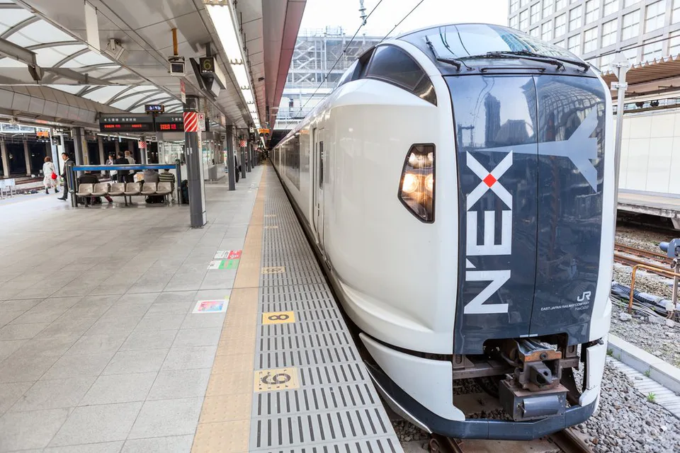 Narita Express N'EX in Tokyo, showing why airport transport and luggage storage location should be planned together rather than as separate decisions
