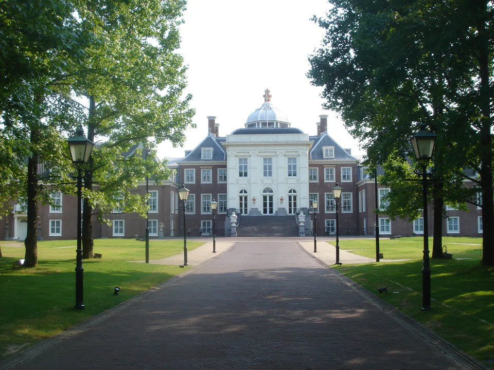Palace Huis Ten Bosch replica and formal park architecture in Nagasaki