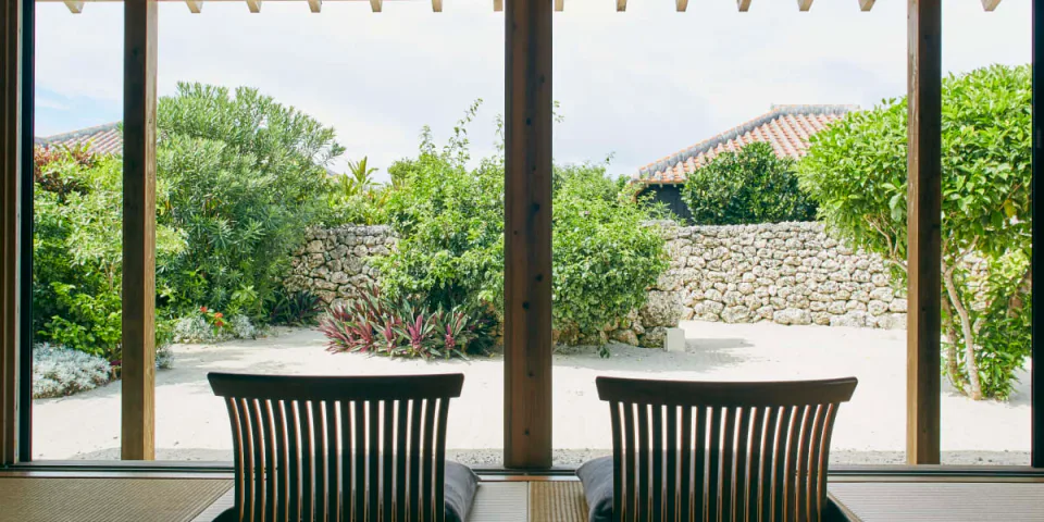 HOSHINOYA Taketomi Island private villa guest room with island-style interior
