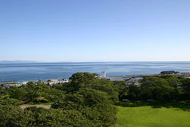 View toward the Tsugaru Strait from Matsumae Castle Museum