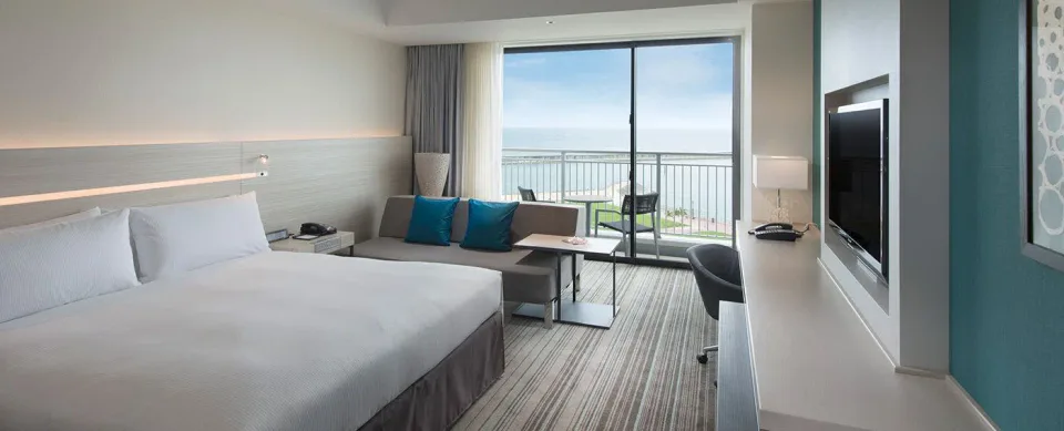 Hilton Okinawa Chatan Resort ocean-view king room with balcony