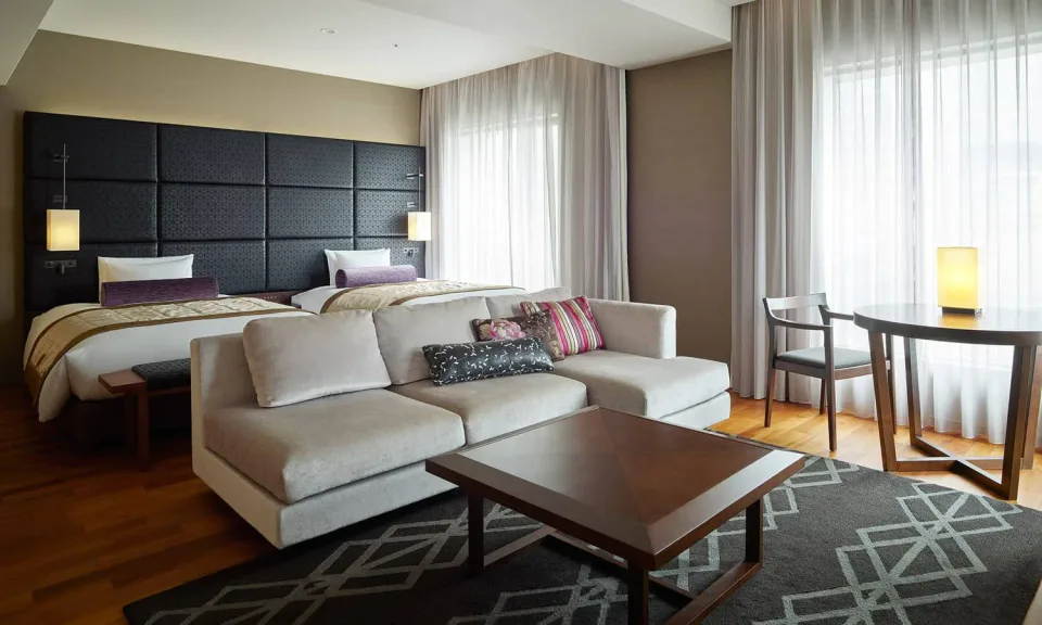 Mitsui Garden Hotel Osaka PREMIER guest room with Nakanoshima city views