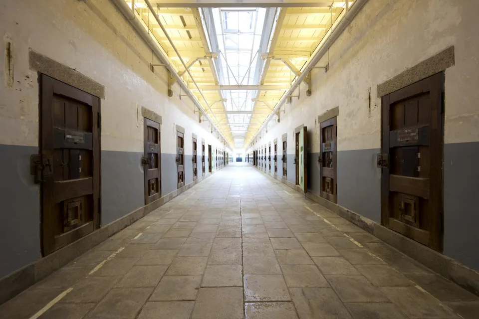 Preserved cell wing corridor inside Nara Prison Museum