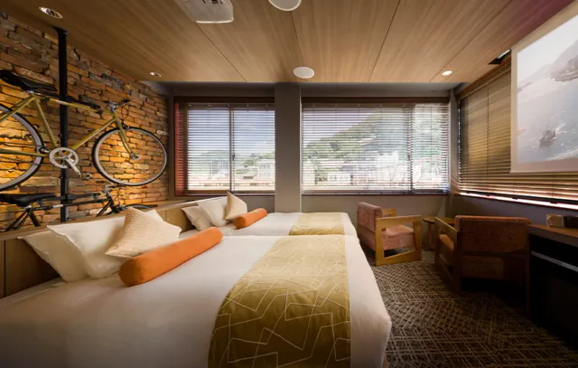 HOTEL BEACON ONOMICHI Corner Cycle Twin room directly connected to Onomichi Station