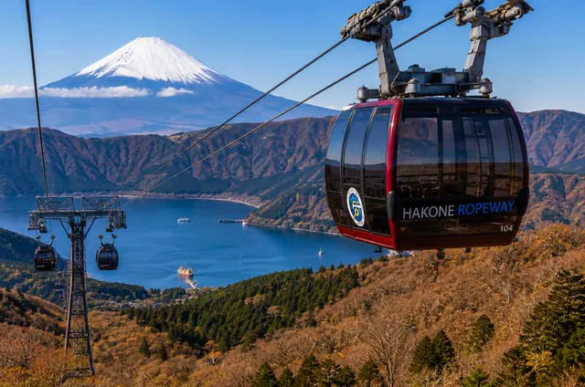 箱根蘆之湖與遠方富士山景色