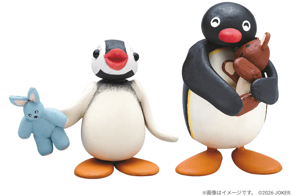Clay character models and stop-motion production material at the Pingu exhibition