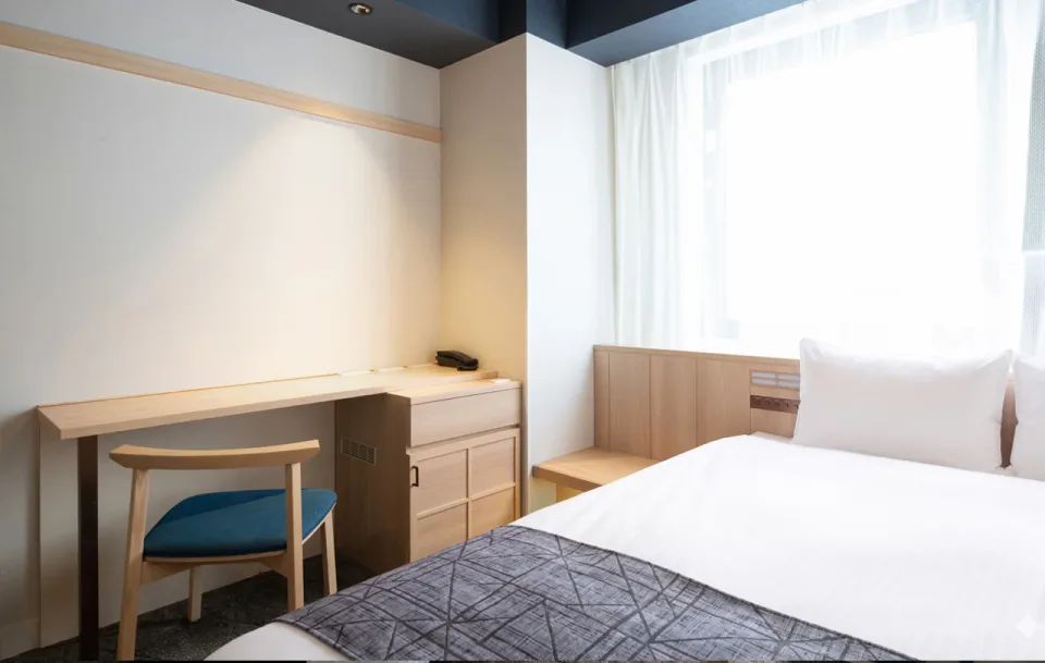Vessel Hotel Campana Susukino double guest room with timber interior