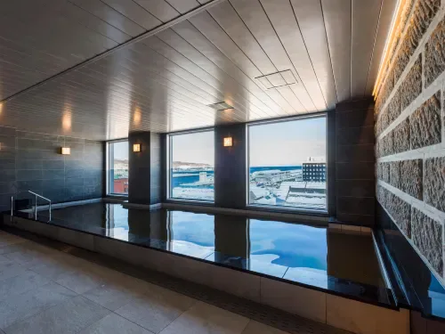Hotel Sonia Otaru rooftop natural hot spring area used to evaluate evening and morning bath value