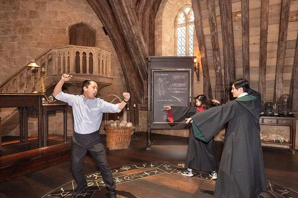 Broom-themed interactive experience at Warner Bros Studio Tour Tokyo, illustrating why the paid photo and video add-on is a separate decision from admission