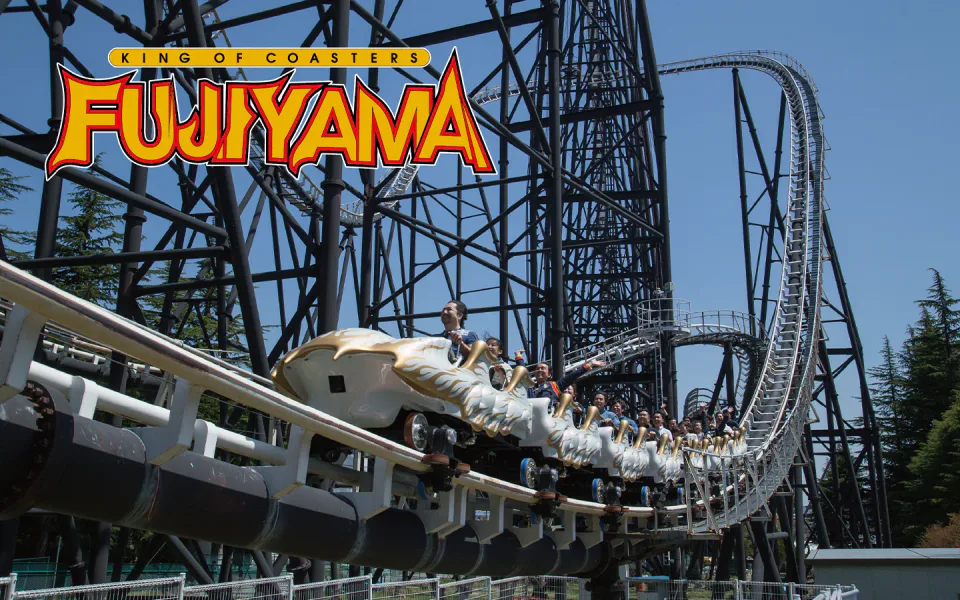 Fuji-Q Highland FUJIYAMA roller coaster near Mount Fuji