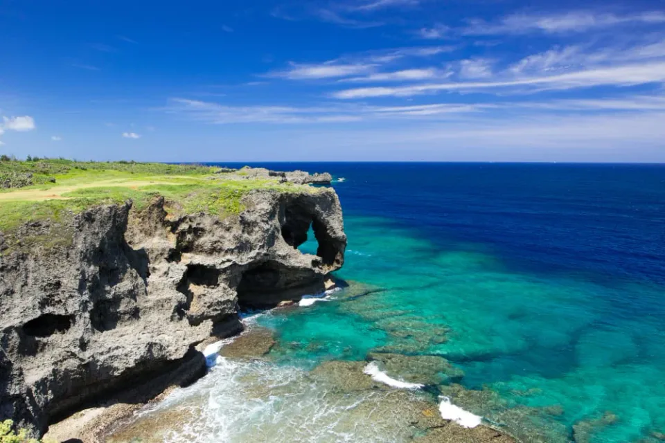 Coastal scenery along Okinawa Route 58 for a self-drive hotel itinerary