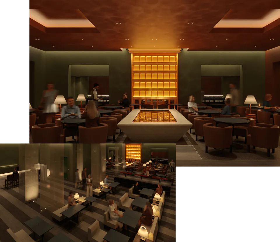 Espace de restauration et lounge à HOTEL IL PALAZZO Fukuoka
