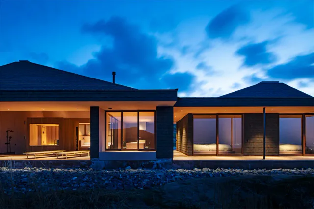 Snow Peak YAKEI SUITE ABURAYAMA private villa interior in the hillside resort