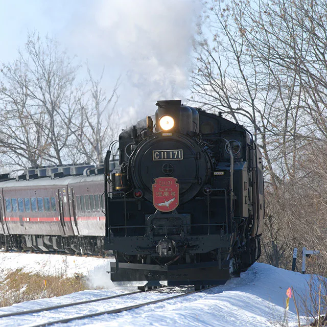 JR 北海道冬季列車穿越雪景,示意十天行程中長距離移動本身也會占用可用旅遊時間