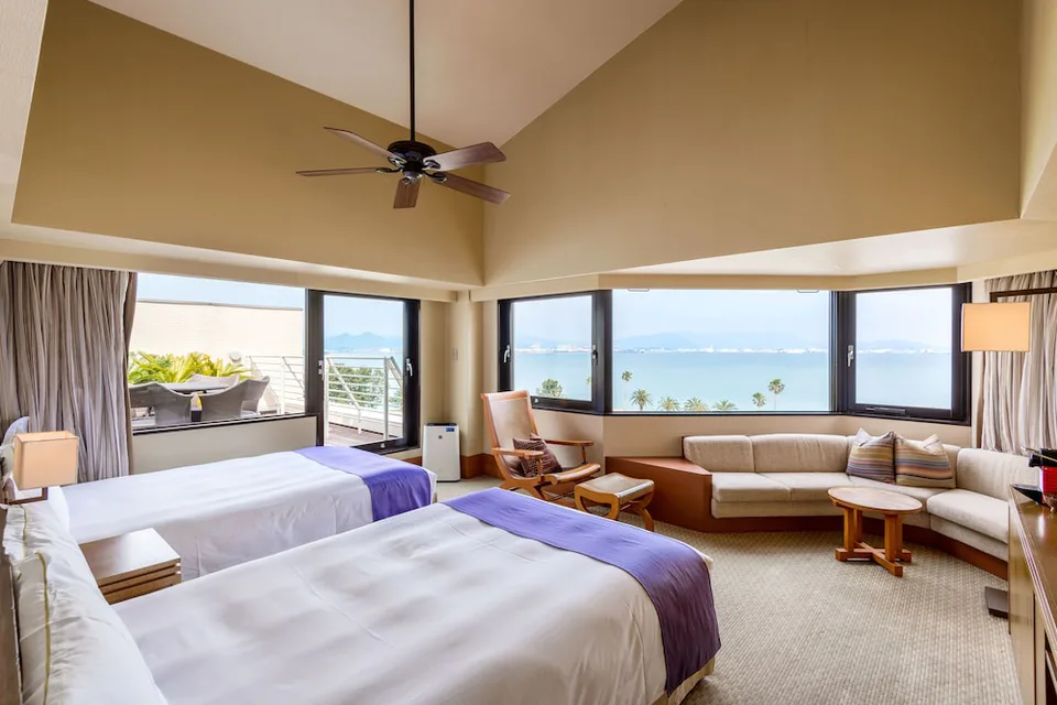 THE LUIGANS ocean-view room for a Fukuoka couple considering one seaside night