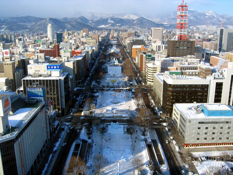 Snow-covered Odori Park in Sapporo during a Hokkaido winter itinerary