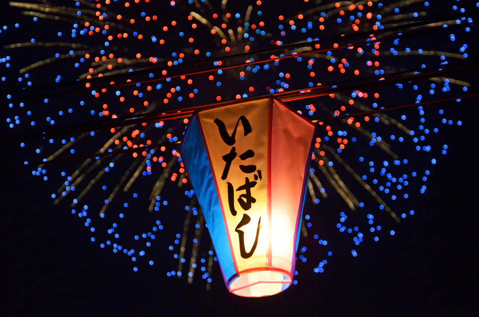Itabashi Fireworks festival atmosphere on the Arakawa riverbank