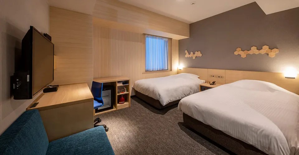 JR Clement Inn Kochi twin room beside Kochi Station for the Yosakoi Festival