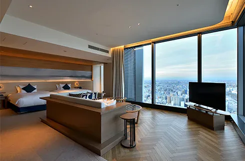 Nagoya Prince Hotel Sky Tower guest room with skyline-facing window