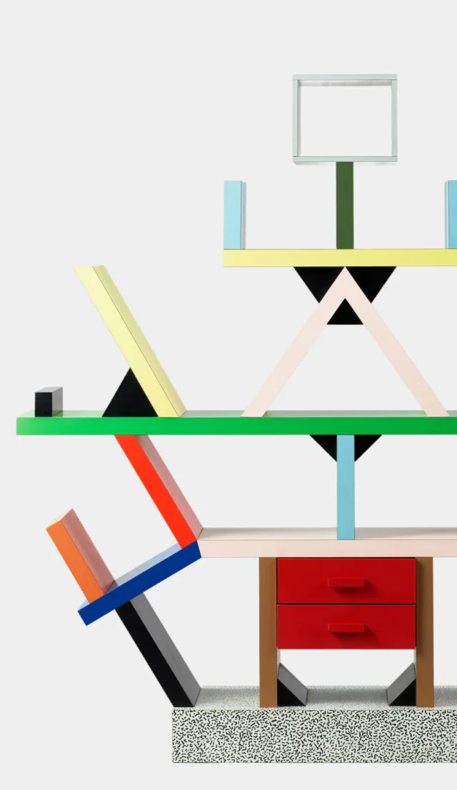 Meuble coloré au design géométrique