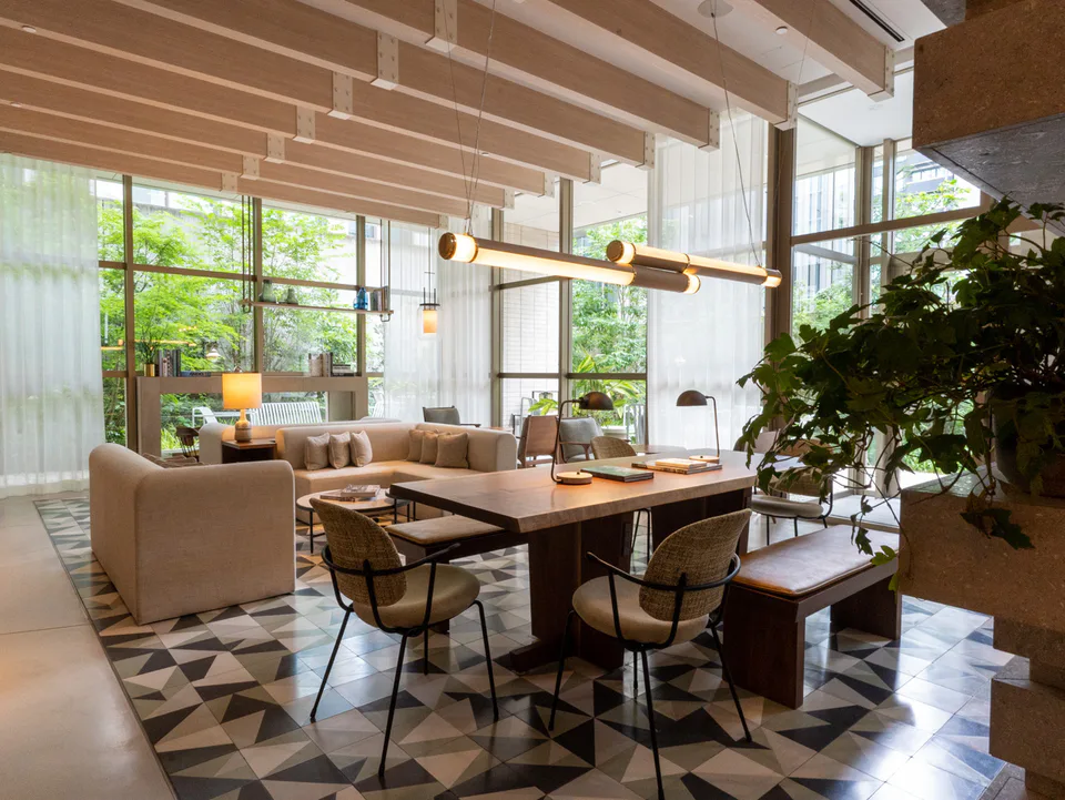 Zentis Osaka guest lounge as extra working and resting space for solo travelers