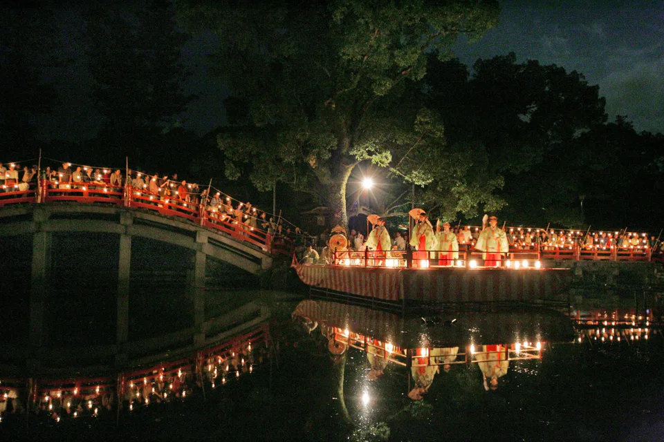 Candlelight around Shinji Pond at Dazaifu Tenmangu