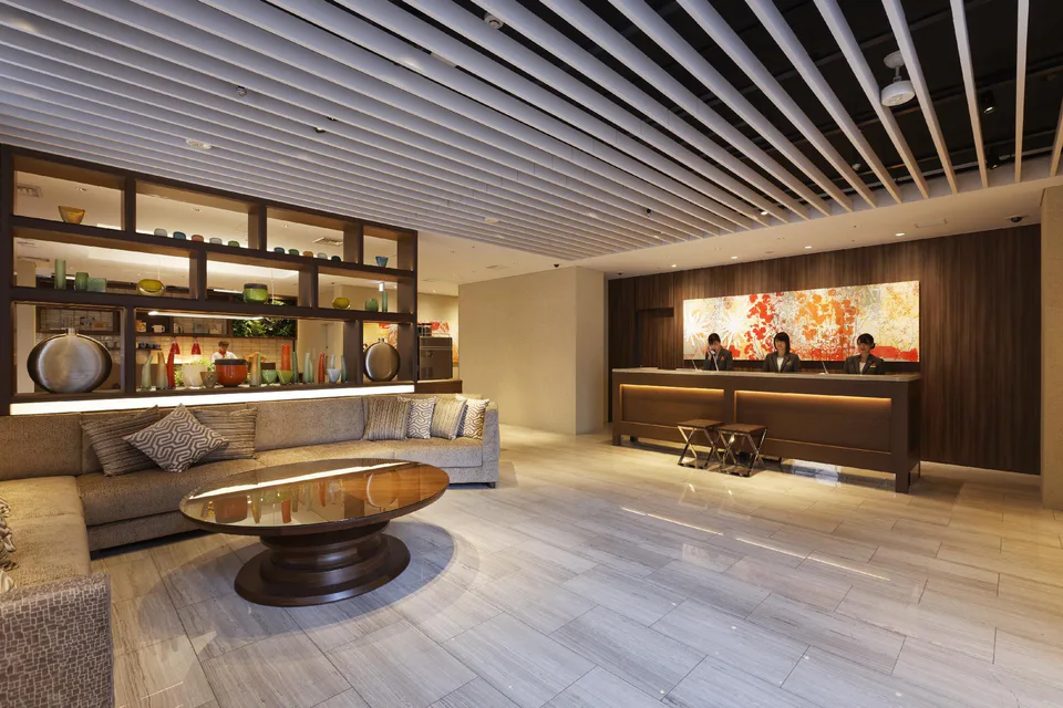 HOTEL FORZA Hakata lobby for a solo traveller using Hakata Station as a repeated transport node
