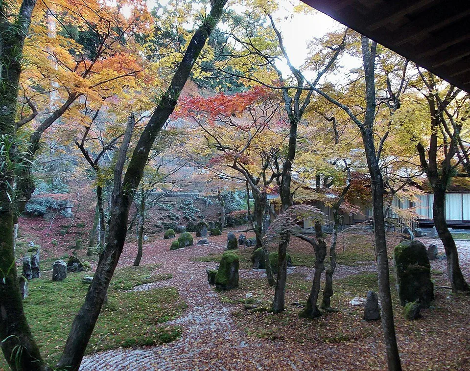 Autumn maples in the garden at Komyozenji Temple in Dazaifu, a car-free foliage trip from Fukuoka