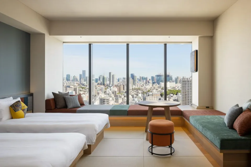 OMO5 Tokyo Gotanda Deluxe Room with city-view living area