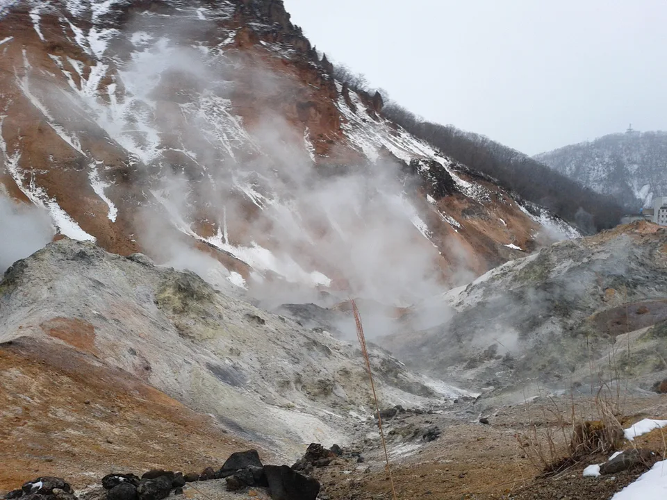 Journée à Noboribetsu Jigokudani dans l'itinéraire d'hiver à Hokkaido