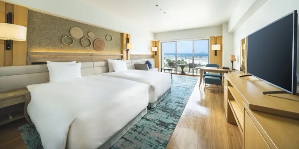The Orion Hotel Motobu Resort and Spa ocean-front twin room with balcony