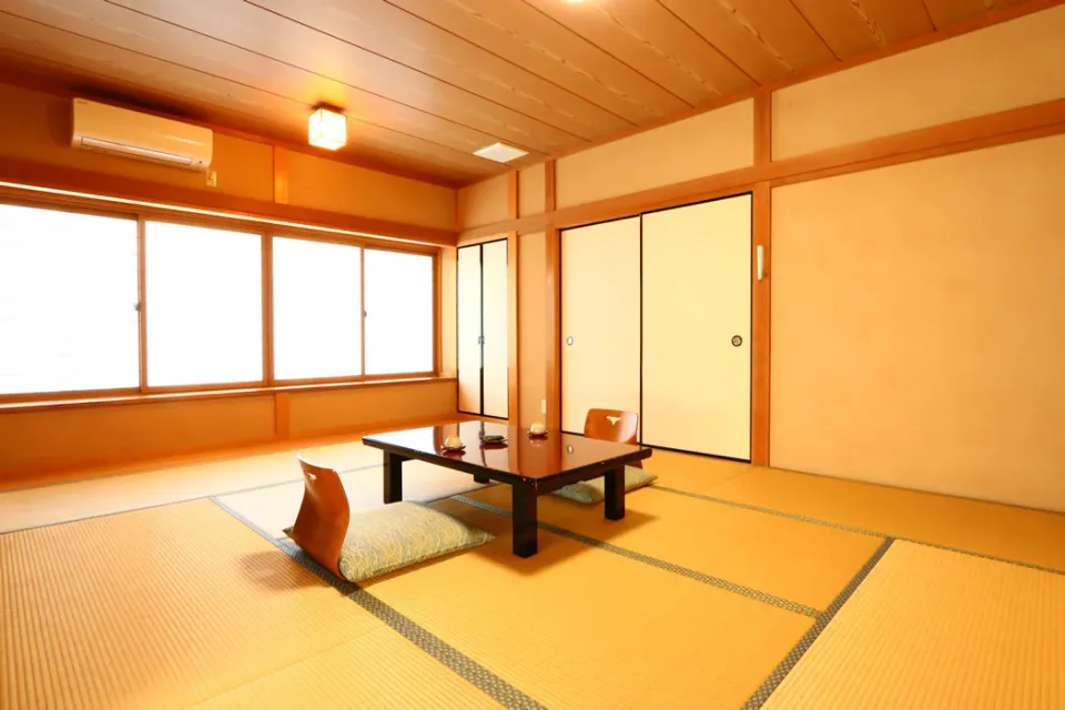Traditional tatami guest room at Mitake Sanso on Mount Mitake