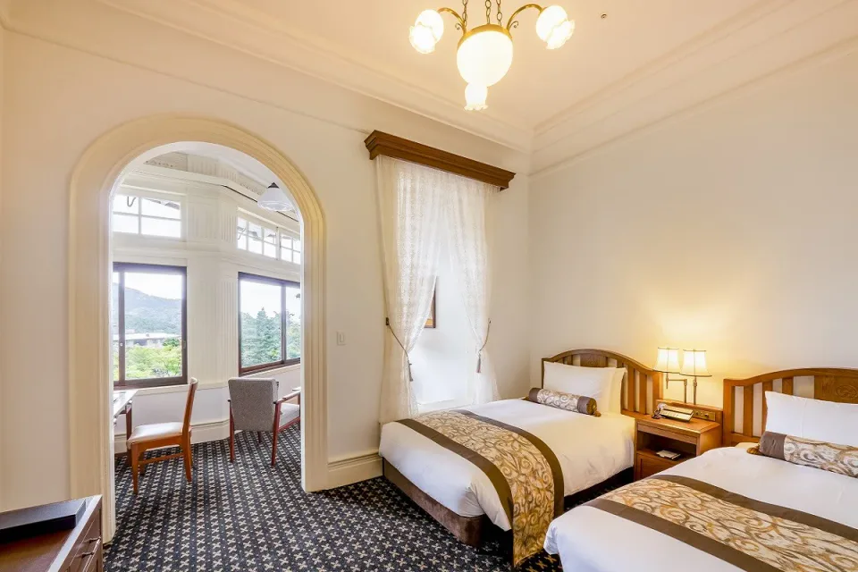 Fujiya Hotel Hakone historic twin guest room for a Tokyo and Hakone split stay